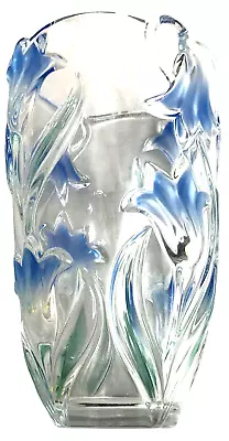 Mikasa Bluebells Green Blue Raised Floral  Glass Vase • $19.77