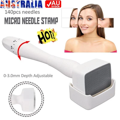 $15.96 • Buy 140 Pins Stamp Microneedle Roller Therapy Super 0.5mm-3mm Derma Adjustable TK