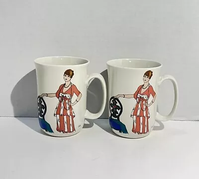 Villeroy & Boch Design 1900 Art Deco Fashion Robe A Volant Mug Cup Set Of 2 • $19.97