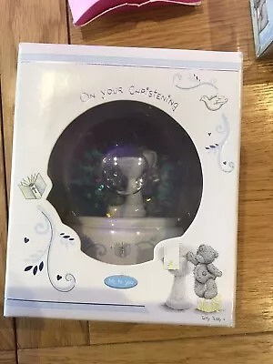 £4 • Buy Small Me To You Bear Christening Snow Globe
