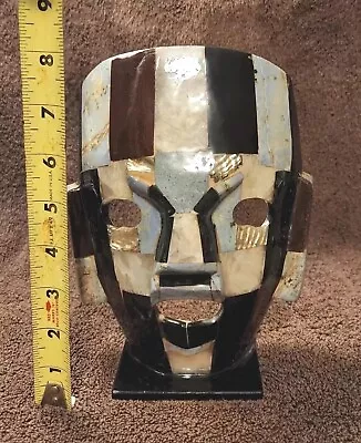 8 Inch Mayan Death Burial Mask Made Of Abalone And MOTHER Of PEARL & Black Onyx • $17.99