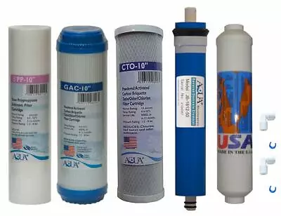 Full 5 Stage Reverse Osmosis Replacement Filter Set With 50 GPD Membrane • $44.90
