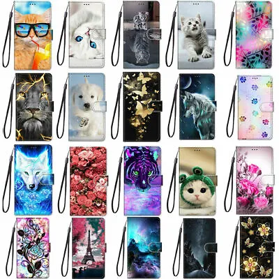 Cat Wolf Tower Rose Flip Wallet Phone Case For Huawei P20 P30 P40 Pro P10 Lite • £4.79