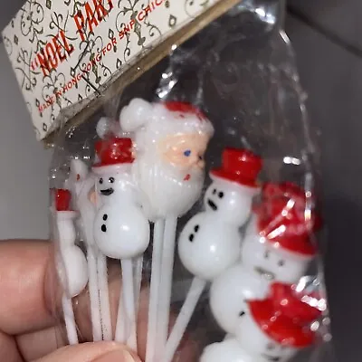 Vintage Christmas Santa Snowman Cupcake Toppers Picks Hong Kong Original Package • $15.99