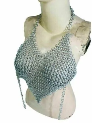Chain Mail Bra Butted | Girl Antique Sexy Lady Beach Top Ring Lingerie  | 10 Mm • $80.34