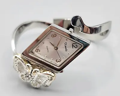 Womens Vintage Crystal Silver Tone Xanadu Cuff Butterfly Diamond Shaped Watch • $49.99