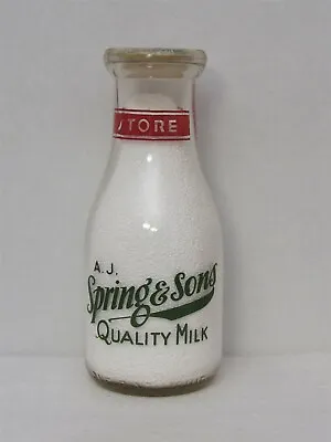TRPP Milk Bottle AJ Spring & Sons Dairy New Britain CT 2-COLOR HOUSEWIFE PICTURE • $24.99