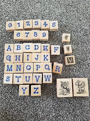 $1 • Buy Wooden Rubber Ink Stamps Alphabet Letters Numbers NEW
