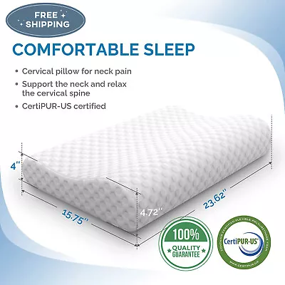 Orthopedic Contour Memory Foam Pillow Cervical Bed Pillow For Pain Relief • $19.49