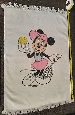 Vintage Disney Minnie Mouse Tennis Hand Towel 22  X 15  Made In USA - GC • $7.95