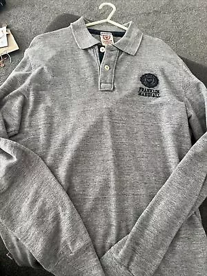 Mens Franklin Marshall Grey/Navy Long Sleeve Polo Shirt Size Large  • £3.99