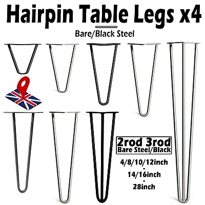 £14 • Buy Hairpin Table Legs Metal Furniture Legs DIY Table Legs Mid Century Modern Style