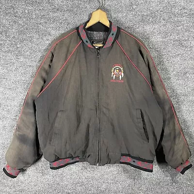 VINTAGE 90s Potawatomi Girard Bomber Jacket XL Sun Faded Native Navajo Southwest • $28.48