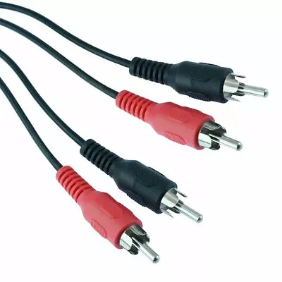 1m Red / Black Twin 2 RCA Phono Plug To Plug Cable Lead • £2.39