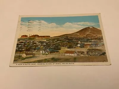 Butte Montana ~ School Of Mines - Big Butte - 1936 Stamped Vintage  Postcard • $6.22