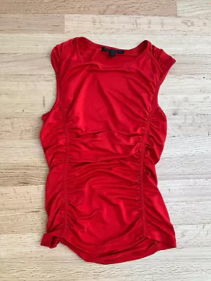 Donna Karan Signature Vintage Red Silk Ruched Sleeveless Top Tank 2 XS S • $20