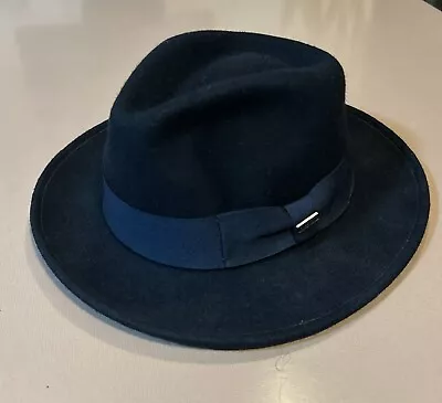 Jaxon Hats Pachuco Crushable Wool Felt Fedora Hat Dark Navy Blue Sz XL • $27.99