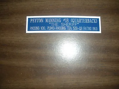 $7.95 • Buy Peyton Manning (colts) Engraved Nameplate For Photo/display/poster
