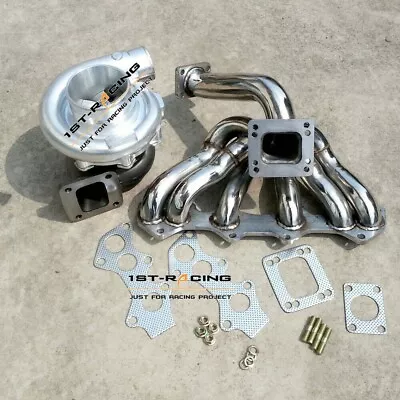 T4 A/R 0.80/0.96 Oil Turbo +Exhaust Manifold For Toyota Supra 1JZGTE JZX100 VVTI • $680.56