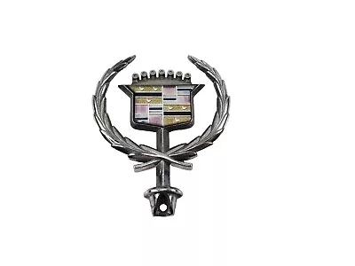 Vintage 1977-1992 Silver Cadillac Crest Wreath Hood Ornament Emblem • $29.95