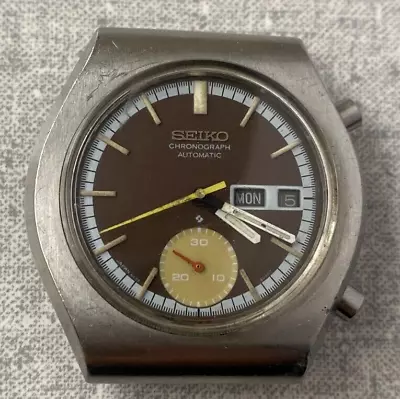Seiko 6139-8020 Chronograph Automatic Watch Vintage Men's 17 Jewels Brown Dial • $180