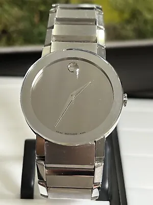 🎁 Movado Sapphire Silver Mirror Men's Watch 0607178 With Box • $999