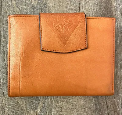 Women's Top Grain Cowhide Leather Billfold Coin Purse Wallet Brown Vintage • $14.99