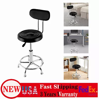 Work Shop Stool Rolling Chair Garage Seat Footrest Adjustable Height With Back • $57
