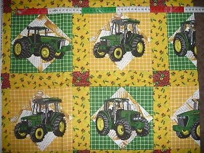 John Deere Tractors In Squares 100% Cotton Quilting/Patchwork Fabric - 90cm • $13.50