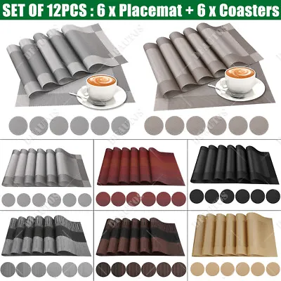 £9.99 • Buy Set Of 6 Placemats & 6 Coasters Non-Slip Washable Dining PVC Table Place Mats