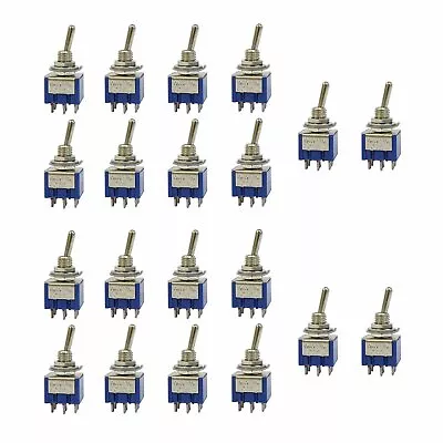 20 Pcs ON-OFF-ON Mini Toggle DPDT 6A 250VAC Switches 3 Position US Stock • $10.64