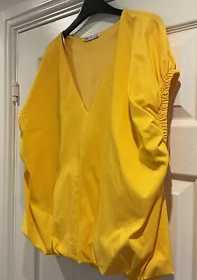 Zara Yellow Oversized Balloon Top Fully Lined Sz M Final Price Buy Now • £9.50