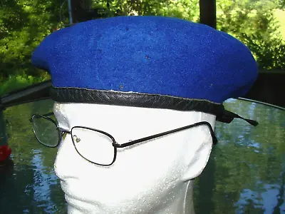 VTG German Army Blue Beret Military Hat Command Cap Wool Quality 61 Large Size • $9.95