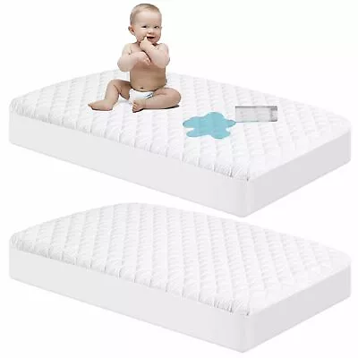 NTBAY 2 Pack Waterproof Mini Crib Mattress Protector Quilted 24 X38  Fitted ... • $33.95