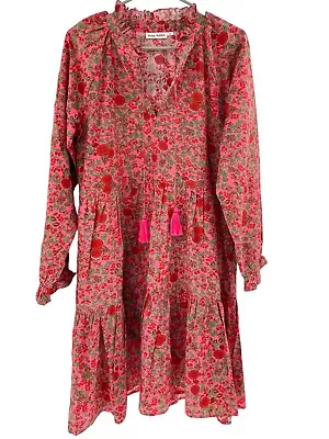 Roller Rabbit Rhody Janni Floral-Print Embroidered Shift Dress Size M Silk Blend • £96.37