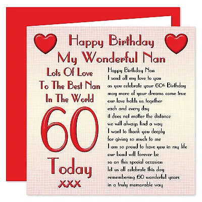 My Wonderful Nan Happy Birthday Card - Age Range 50 - 100 Years - Lots Of Love • £4.75