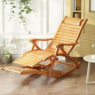 Extra Large Bamboo Rocking Chair All Weather Recliner Lounge Heavy Duty 441lbs • $139.92