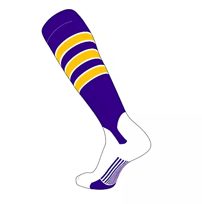 TCK Elite Baseball Knee High Stirrup Socks (D 5in) Purple White Gold • $15.99