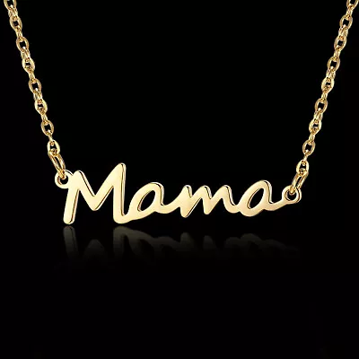 Stainless Steel Mama Letters Mother's Day Mom Pendant Necklace Chain Women Gift • £2.50