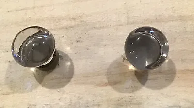 Pair Of Vintage Smooth Glass  Drawer Knobs  Brass Base  With Screws • $10.90