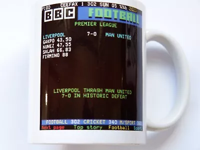 Liverpool V Man Utd 7-0 Ceefax Teletext Mug March 2023 Coffee/Tea Cup Gift • £10.99