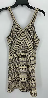 $41.98 • Buy Shoshanna Dress Womens 12 Black Tan Tirbal Aztec Southwest Sleeveless