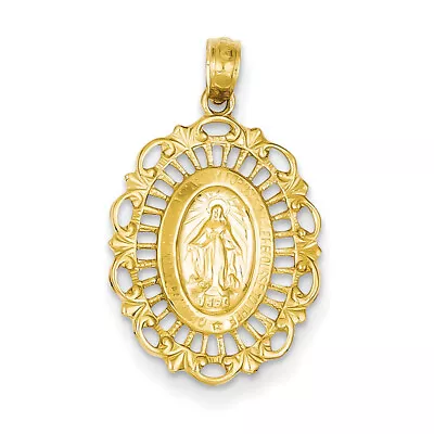 14k Yellow Gold Oval Miraculous Medal Pendant D3705 • $188.99