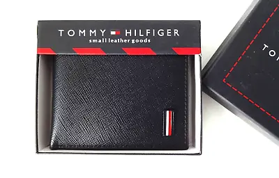 £18 • Buy Brand New 'TOMMY HILFIGER' Black Men's Business Leather Mini Wallet Metal Logo