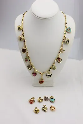 $350 • Buy JOAN RIVERS Charm NECKLACE  Love Luck And Hope - 20 Heart Charms