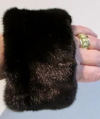 VERY ELEGANT AND CHIC PAIR OF BLACK MINK FUR CUFFS  3 1/2 X 15 1/2 Approx • $98.14