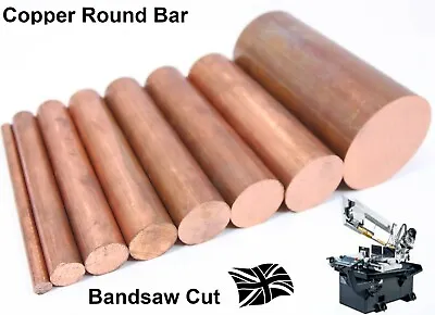 SGS Copper ROUND BAR Rod - Trade Price & Bandsaw Cut By UK Metal Distributor • £4.33