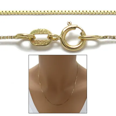 Guaranteed 14K Yellow Gold Box Chain Necklace 0.6mm 16 -24  • $72.78