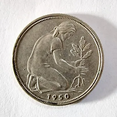 German 50 (Fifty) Pfennig Coin 1950 Bundesrepublik Deutschland • £1.99