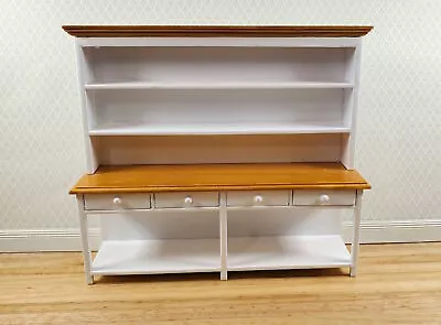 Dollhouse Georgian Welsh Dresser Kitchen Cupboard 1:12 Scale Miniature White • $27.99